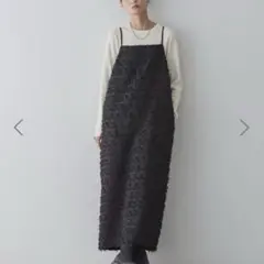 【匿名配送】ジャガードキャミワンピースフェザー黒ブラック春ロング丈マキシ丈