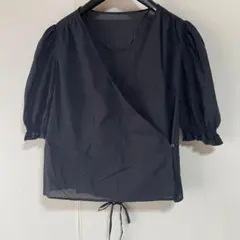 ジーユー（GU）ラップスタイルパフスリーブシャツ XL 黒