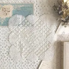 北欧ヴィンテージ　撮影背景にもオススメ♪繊細なスクエアレースドイリークロス