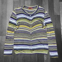 【MISSONI】イタリア製 レーヨン マルチボーダー カーディガン