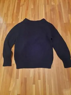 グローバルワーク　ネイビーコットン リブ編み長袖セーター