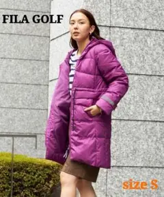 FILA GOLF プレミアムダウンコート フード付き 撥水 防風 パープル S