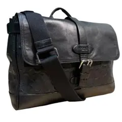 COACH F67355 ショルダーバッグ 黒 レザー シグネチャー メンズ