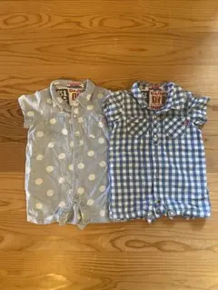 双子セット　シャツロンパース 70