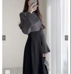 GRLモックネックフレアスリーブニットトップス　k9202d