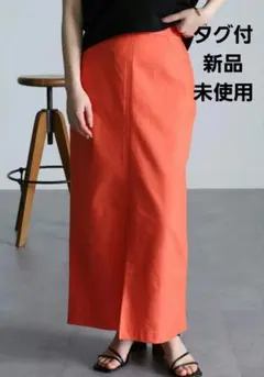 タグ付き新品未使用　RANAN　ラナン　オレンジ タイトスカート 前スリットのサムネイル