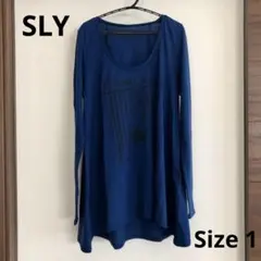 新品タグ付きSLY 長袖カットソー ブルー プリント Size 1 レディース