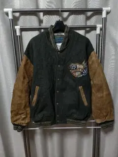 O’NEIL レザースタジャン ウール 黒ブラウン 本革 90s 00s