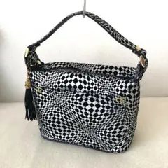 本革 ミニハンドバッグ　箔プリント 皇室御用達職人