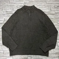 エディーバウアー ハーフジップ ニット ダークグリーン コットン アウトドア