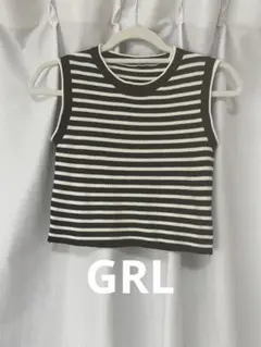 ストライプ ノースリーブ クロップトップ