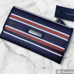 【日本未発売】新品未使用　TOMMY HILFIGER ストライプ 二つ折り財布