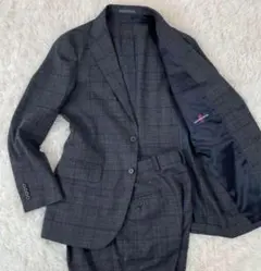 タカキュー　アレキサンダージュリアン ダークグレー チェック柄 ビジネススーツ