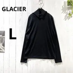 グラシアGLACIER ラメ入り フリルネック ハイネック 長袖カットソー 黒L