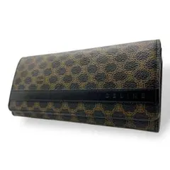 美品 1551 CELINE 長財布 がま口 マカダム ブラック トリオンフ