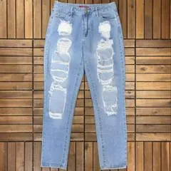 GUESS ハイウエスト スキニーデニムパンツ ダメージ加工のサムネイル