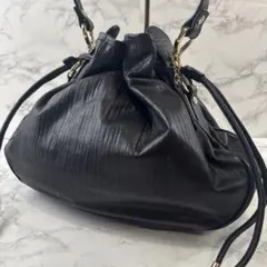 COLEHAAN コールハーン 本革 レザー ドローストリング ハンドバッグ 黒