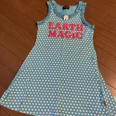 EARTH MAGIC 水色ハート柄ワンピース 140のサムネイル