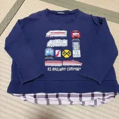 【100cm】klädkåp クレードスコープ　列車プリント 長袖カットソー