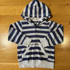 ネイビー×グレー ボーダー ジップパーカー 110cm