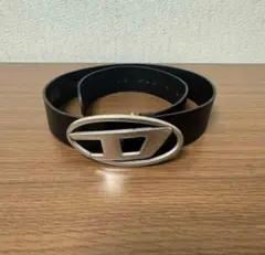 DIESEL ブラックレザーベルト シルバーバックル