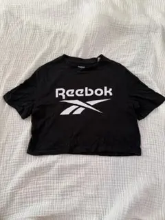 Reebok/リーボック ブラック クロップド丈 Tシャツ ロゴT Mのサムネイル