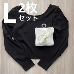 コットンブレンドリブクロップドワイドネックT L オフホワイト＆ブラック