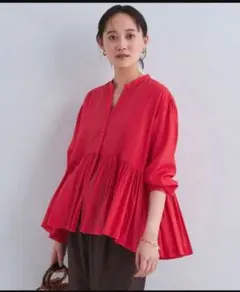 green label relaxing結論シリーズ 全方位映えブラウス　レッド