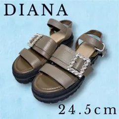 DIANA ダイアナ サンダル ビジュー 厚底 24.5cm カーキ　厚底のサムネイル