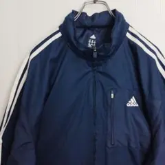 アディダス ナイロンジャケット ジップアップ ネイビー メンズ2XL