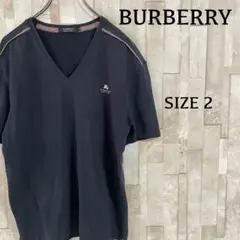 【美品】BURBERRY BLACK LABEL半袖Tシャツ Vネック 2 黒