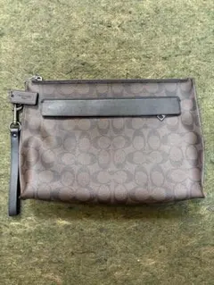 美品　COACH ブラウン モノグラム クラッチバッグ