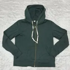 OLD NAVY ダークグリーン フルジップパーカー【M】裏起毛 薄手