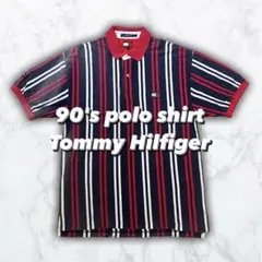 90s】tommy hilfiger トミーヒルフィガー ストライプ ポロシャツ