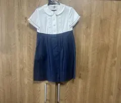 familiar半袖ワンピース ホワイト ネイビー　120