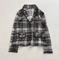 SE CE SE メッシュテーラードジャケット　チェック柄　M〜L レトロ　古着