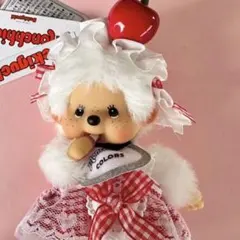 モンチッチ SSサイズ ぬい服 赤チェック メイド風セットさくらんぼヘッドドレスのサムネイル