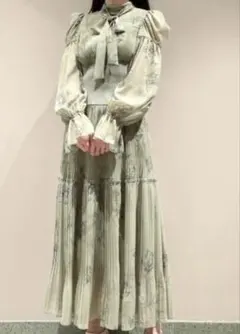 SNIDEL ウエストリブワンピース　花柄ワンピース　0サイズ