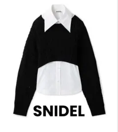 【SNIDEL】 クロップドニットシャツレイヤードプルオーバー