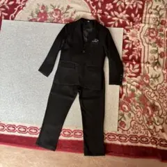 kids黒のヘリンボーン柄ベスト付きフォーマルスーツ(新品)