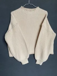 超美品これからの季節に❤️ ♡ベージュ リブ編み バルーンスリーブコットン