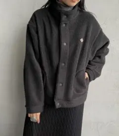 DANTON/ダントンスタンドカラー ダブルフェイスボアフリースカーディガン　M