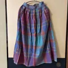 【古着】チェック柄コットンロングスカート