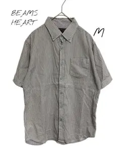 BEAMS HEART 半袖シャツ トップス　ストライプ　M