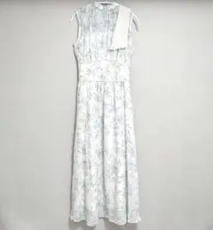 マーキュリーデュオ　ボウタイ付フラワーフレアワンピース M