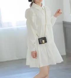 【新品未使用】パワショルシャツワンピース(ホワイトS)【GRL(グレイル)】