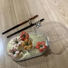 花の髪飾りとかんざしセット　成人式用