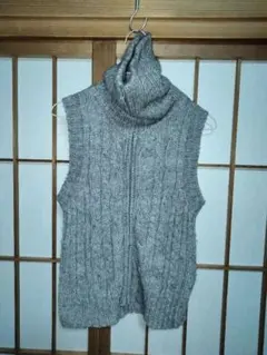 【comme ca ism】00s デザインタートルニットベスト