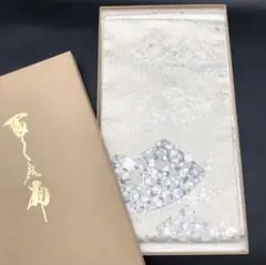 R 【美品】着物　帯　光沢感　シルバー　袋帯　日本