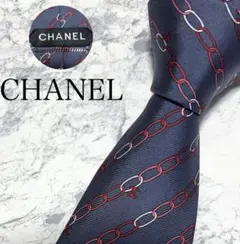 極美品 CHANEL ネクタイ ココマーク チェーン柄